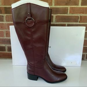 Alfani Bexleyy Maroon Leather Round-toe Block Heel Knee High Boots US 8.5M WC